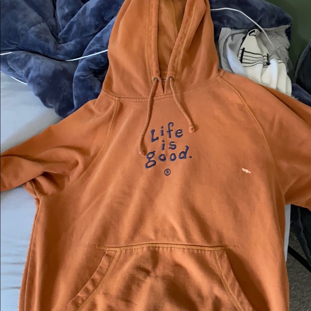 ISO burnt orange life is good hoodie